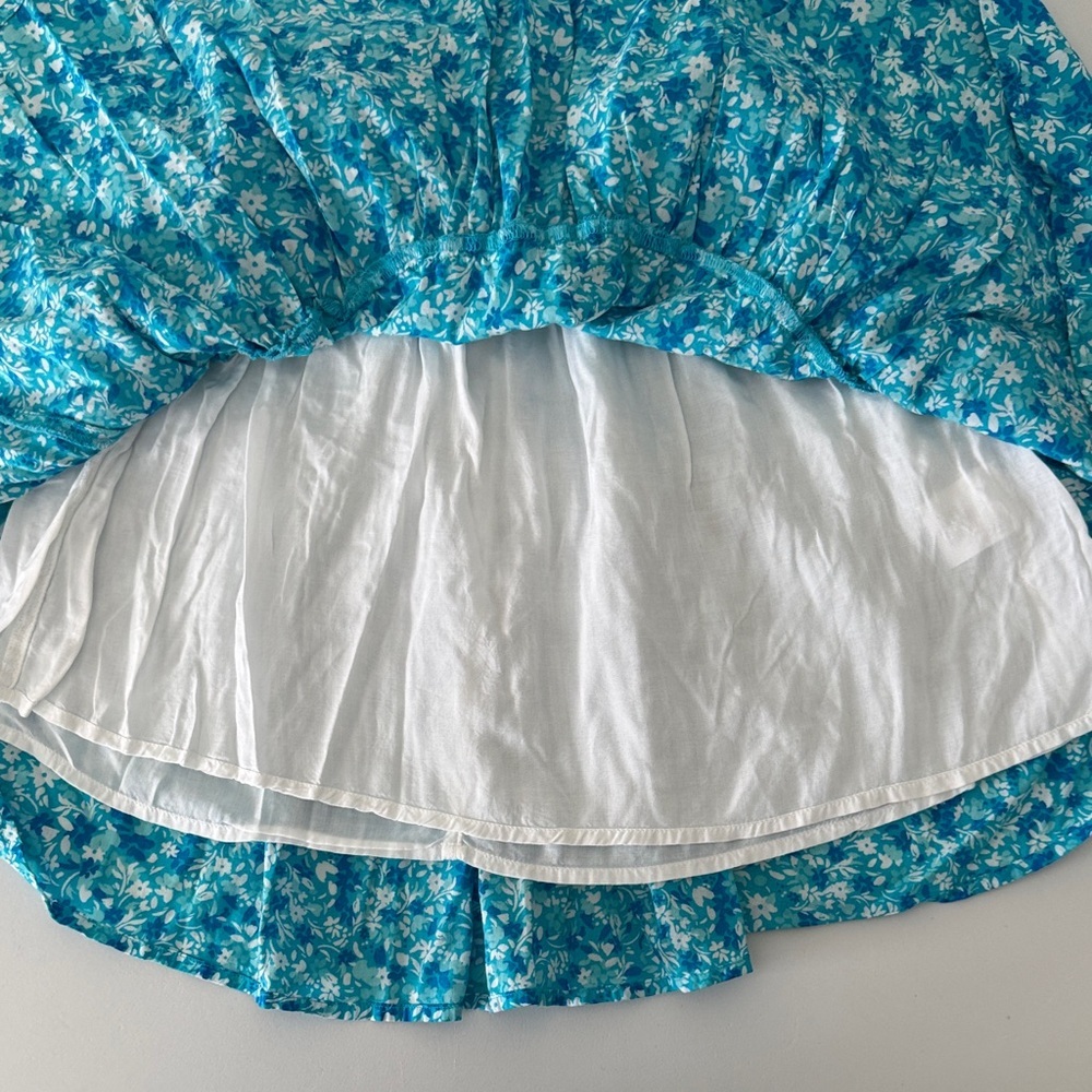 Floral Blue Women's Skirt smocked waist - Picture 5 of 7